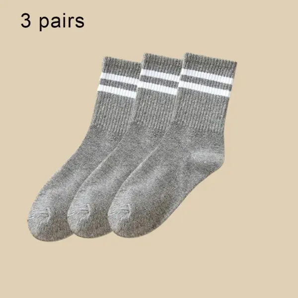 6 Pairs Women and Men Solid Colour Crew Socks 6pcs Mid Tube - 6 Pairs B / One Size