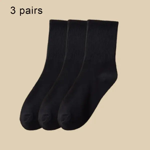 6 Pairs Women and Men Solid Colour Crew Socks 6pcs Mid Tube - 6 Pairs B / One Size