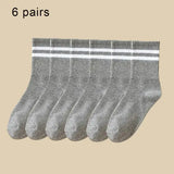 6 Pairs Women and Men Solid Colour Crew Socks 6pcs Mid Tube - 6 Pairs B / One Size