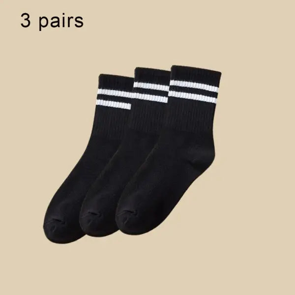 6 Pairs Women and Men Solid Colour Crew Socks 6pcs Mid Tube - 6 Pairs B / One Size