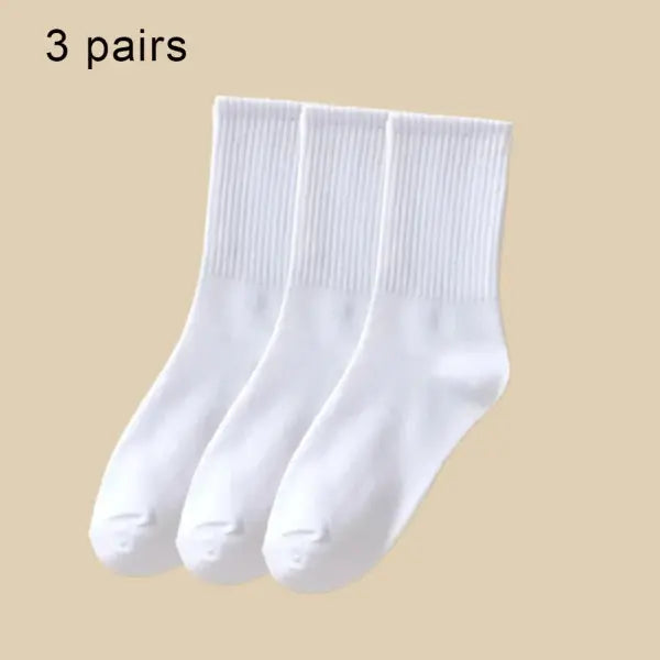 6 Pairs Women and Men Solid Colour Crew Socks 6pcs Mid Tube - 6 Pairs B / One Size