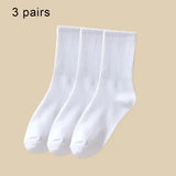 6 Pairs Women and Men Solid Colour Crew Socks 6pcs Mid Tube - 6 Pairs B / One Size