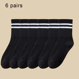 6 Pairs Women and Men Solid Colour Crew Socks 6pcs Mid Tube - 6 Pairs B / One Size