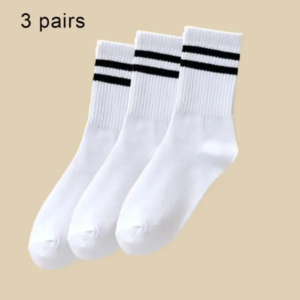 6 Pairs Women and Men Solid Colour Crew Socks 6pcs Mid Tube - 6 Pairs B / One Size