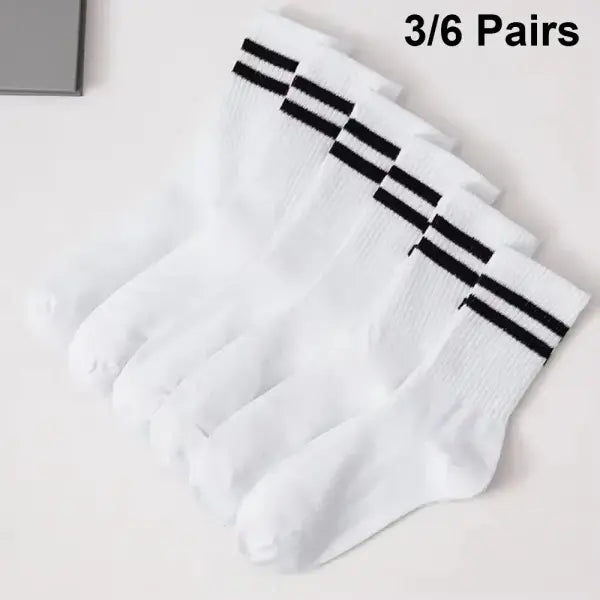 6 Pairs Women and Men Solid Colour Crew Socks 6pcs Mid Tube - 6 Pairs B / One Size