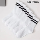 6 Pairs Women and Men Solid Colour Crew Socks 6pcs Mid Tube - 6 Pairs B / One Size
