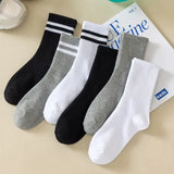 6 Pairs Women and Men Solid Colour Crew Socks 6pcs Mid Tube - 6 Pairs B / One Size