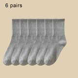 6 Pairs Women and Men Solid Colour Crew Socks 6pcs Mid Tube - 6 Pairs B / One Size
