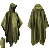 Military Raincoat Rain Poncho Waterproof Camping Tent - Green - Pocket style