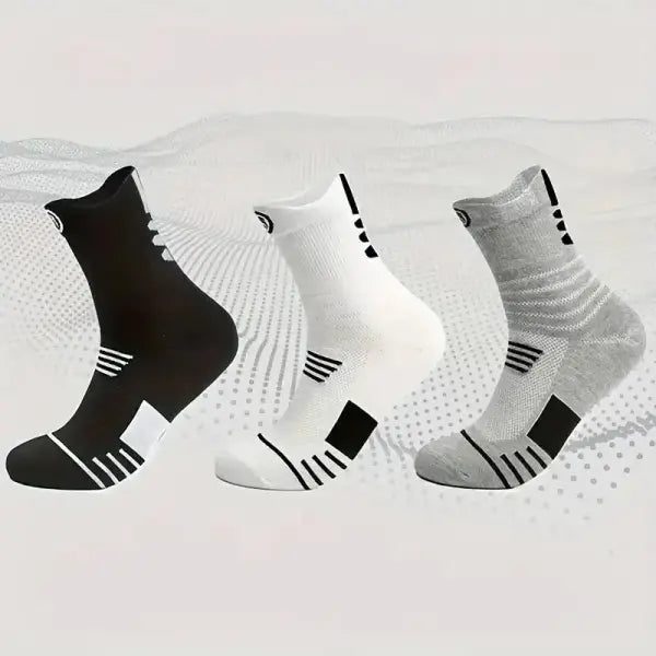 3 Pairs Men Comfort Fit Cushion Performance Athletic Crew Socks - 3 Pairs White / One Size