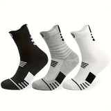 3 Pairs Men Comfort Fit Cushion Performance Athletic Crew Socks - 3 Pairs White / One Size