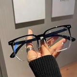 Square Acetate Blue Light Blocking Universal Fashion Glasses - 1PC-black clear