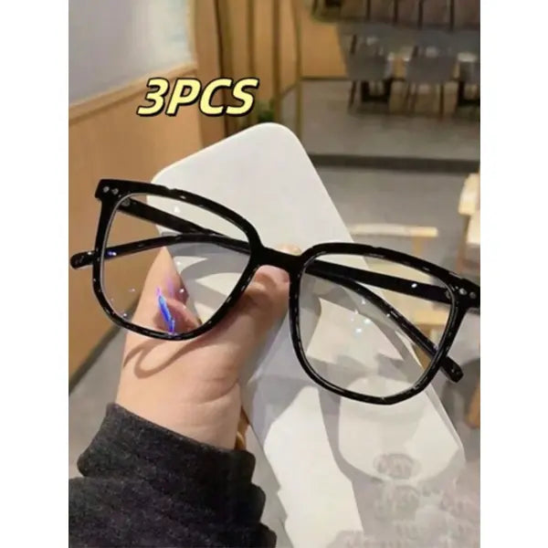 Square Acetate Blue Light Blocking Universal Fashion Glasses - 3PCS-black
