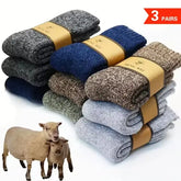 3 Pairs Men’s Winter Wool Socks – Super Thick Warm Harajuku Retro Snow Casual Cashmere Socks