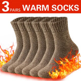 Mens Winter Thermal Towel Socks 3-Pack Spandex Obscene Picture - 3 coffee