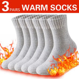 Mens Winter Thermal Towel Socks 3-Pack Spandex Obscene Picture - 3 grey