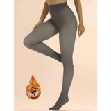 Women’s 300g Warm Fleece Lined Winter Thermal Fake Translucent Tights - Grey Pantyhose / 300g 2XL(80-110kg)