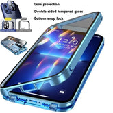 Double Sided Glass Snap Lock Phone Case Metal Magnetic Double Protection