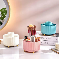 360° Rotating Makeup Storage Box - Desktop Organizer for Brushes, Lipstick & Jewelry - Himpall