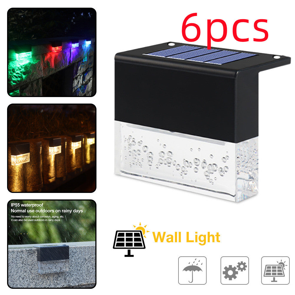 Waterproof New RGB LED Solar Light Step Fence Light - Black6PC