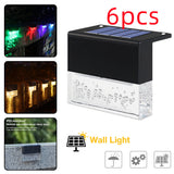 Waterproof New RGB LED Solar Light Step Fence Light - Black6PC