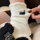 Pairs Cute Cat Fluffy Mink Velvet Socks Warm Plush Autumn Winter