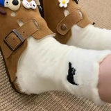 Pairs Cute Cat Fluffy Mink Velvet Socks Warm Plush Autumn Winter