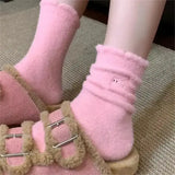 Pairs Cute Cat Fluffy Mink Velvet Socks Warm Plush Autumn Winter