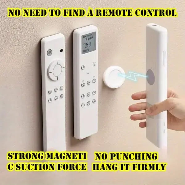 3pcs No Drill Magnetic Remote Holder - Wall Mount for TV/AC/DVD Remotes White Space-Saving Design - 3pcs