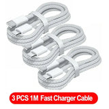 3PCS USB C Cable to USB C 100W Fast Charging Charger Cable Supports Fast Charging For iPhone 16 15 Samsung Xiaomi