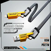 4 in 1 Mecha Fast Charging Data Cable Cord PD 27W For iPhone 15 Samsung Xiaomi 65W USB Type C Multi Port Quick Charge