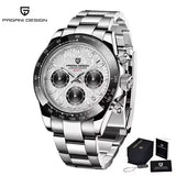 Pagani Design Men Quartz Chronograph Stainless Steel Case Watch - steel sand white