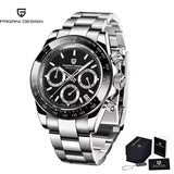 Pagani Design Men Quartz Chronograph Stainless Steel Case Watch - steel black 1