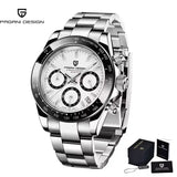 Pagani Design Men Quartz Chronograph Stainless Steel Case Watch - steel white