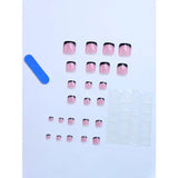 48pcs French Black Border Foot Armour Glossy Fake Toenails Set