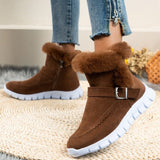 Round Toe Suede Flat Boots with Warm Lining Material