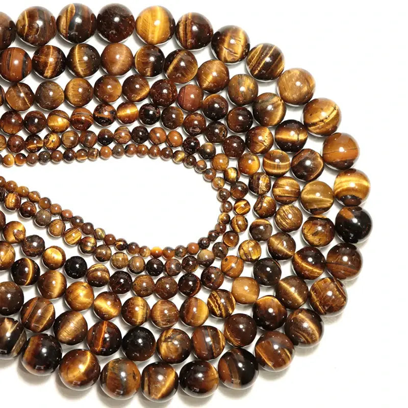Natural Tiger Eye Stone Beads 4–14mm Brown Smooth Beads for Jewelry