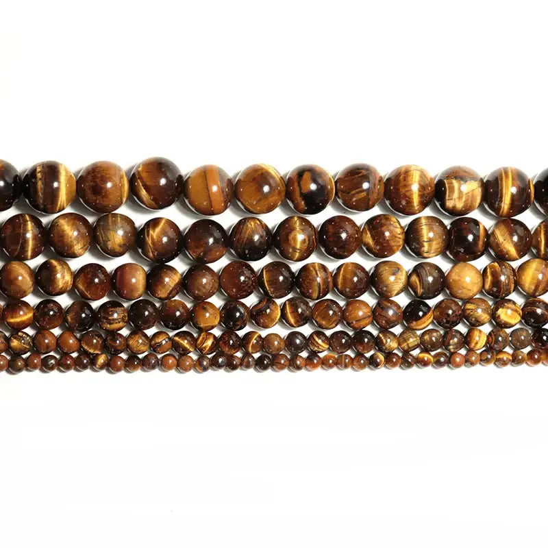 Natural Tiger Eye Stone Beads 4–14mm Brown Smooth Beads for Jewelry