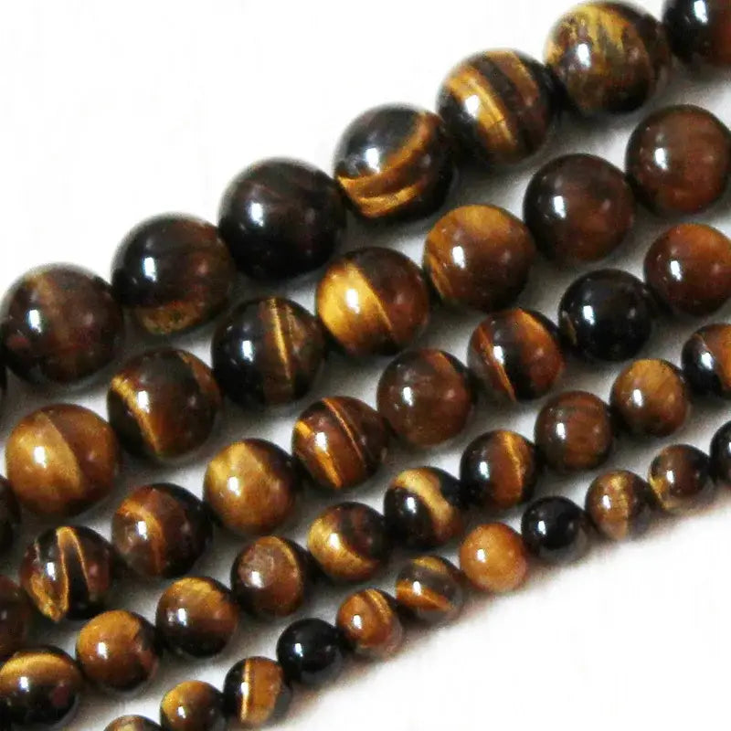 Natural Tiger Eye Stone Beads 4–14mm Brown Smooth Beads for Jewelry