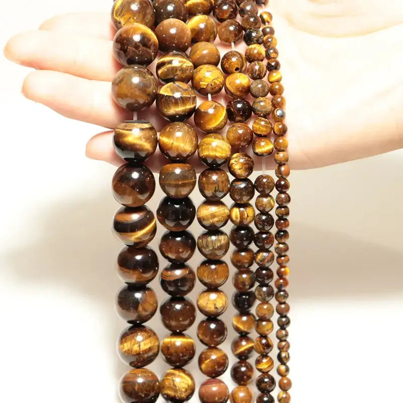 4mm/6mm/8mm/10mm/12mm/14mm Real Natural Tiger eye Stone Beads For Jewelry Making Brown Smooth Beaded Armbandjes Maken