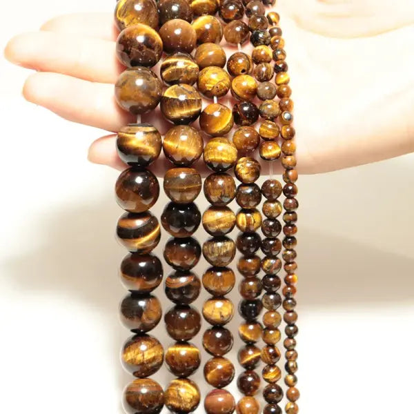 Natural Tiger Eye Stone Beads 4–14mm Brown Smooth Beads for Jewelry - 4MM90pcs1pack