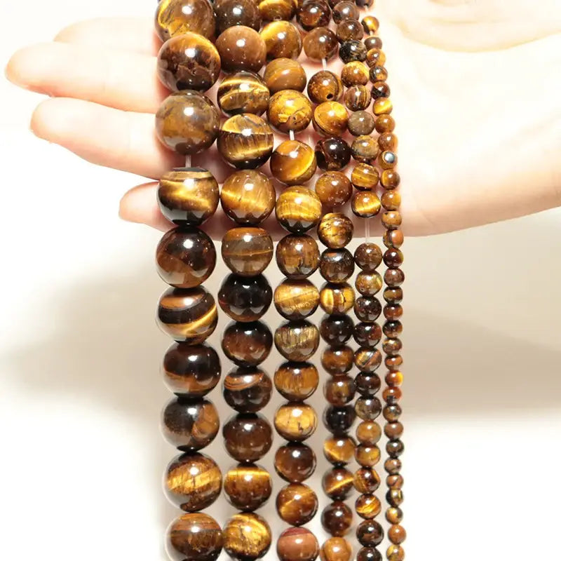 Natural Tiger Eye Stone Beads 4–14mm Brown Smooth Beads for Jewelry - 4MM90pcs1pack