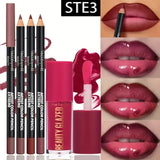 beauty glazed choice Dark Brown Lip Gloss Combo Waterproof Matte - set 3