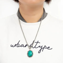 4pcs Vintage Faux Turquoise Jewelry Set Necklace Earrings Bracelet - Himpall