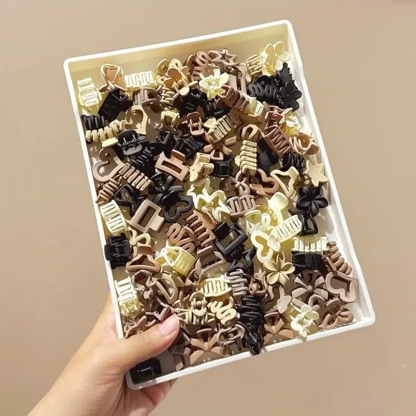 Small Hair Clips Beige Mixed Pack Geometric Hair Claws for Daily