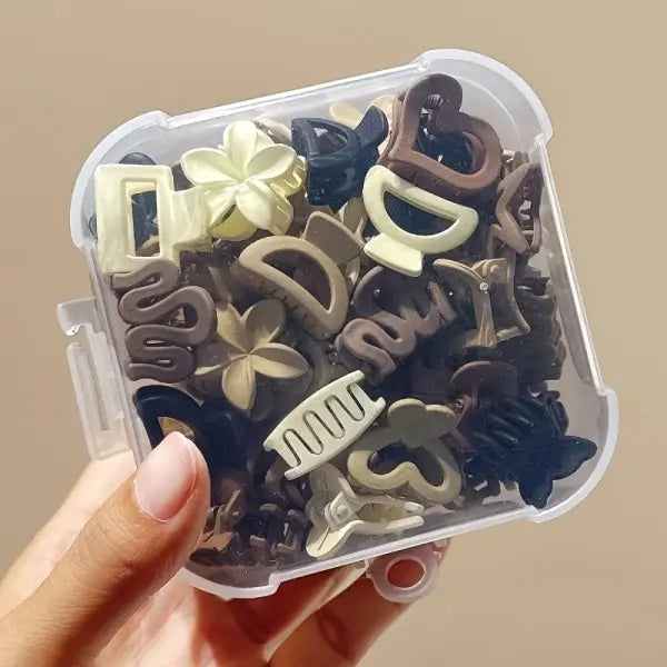Small Hair Clips Beige Mixed Pack Geometric Hair Claws for Daily