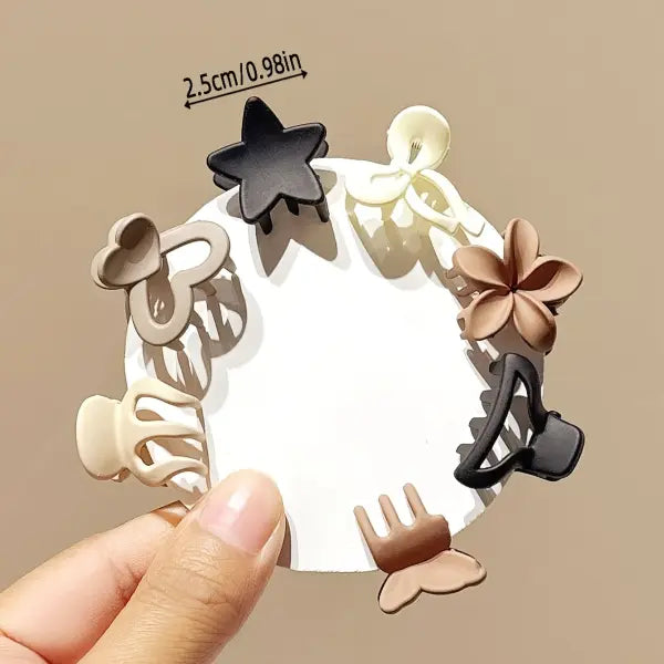 Small Hair Clips Beige Mixed Pack Geometric Hair Claws for Daily