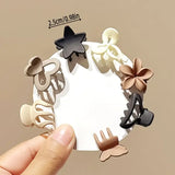 Small Hair Clips Beige Mixed Pack Geometric Hair Claws for Daily