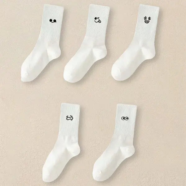 5 Pairs Men Casual Cartoon Socks Trendy Soft Knit Middle Tube - 5 Pairs / One Size