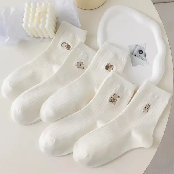 5 Pairs Men Casual Cartoon Socks Trendy Soft Knit Middle Tube - 5 Pairs / One Size